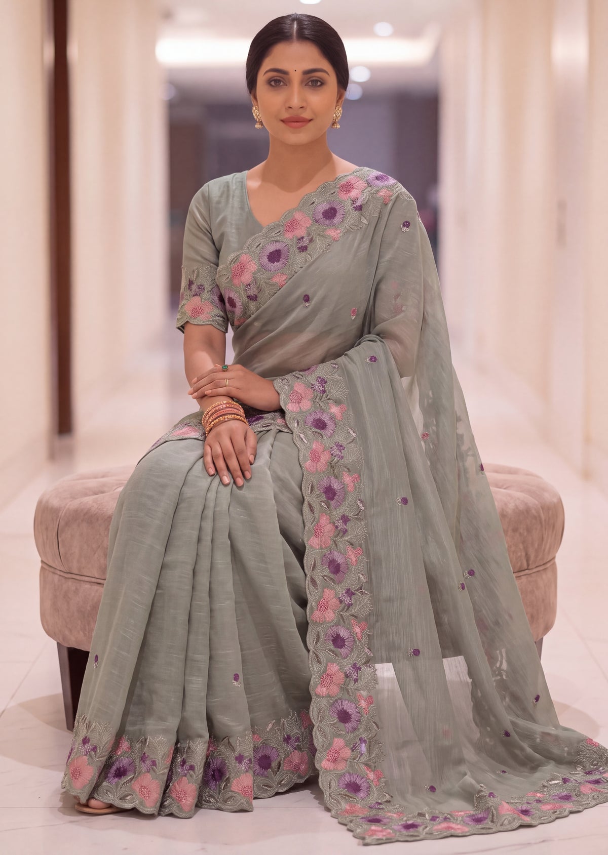 Premium Elegant Crunchy Tissue Saree