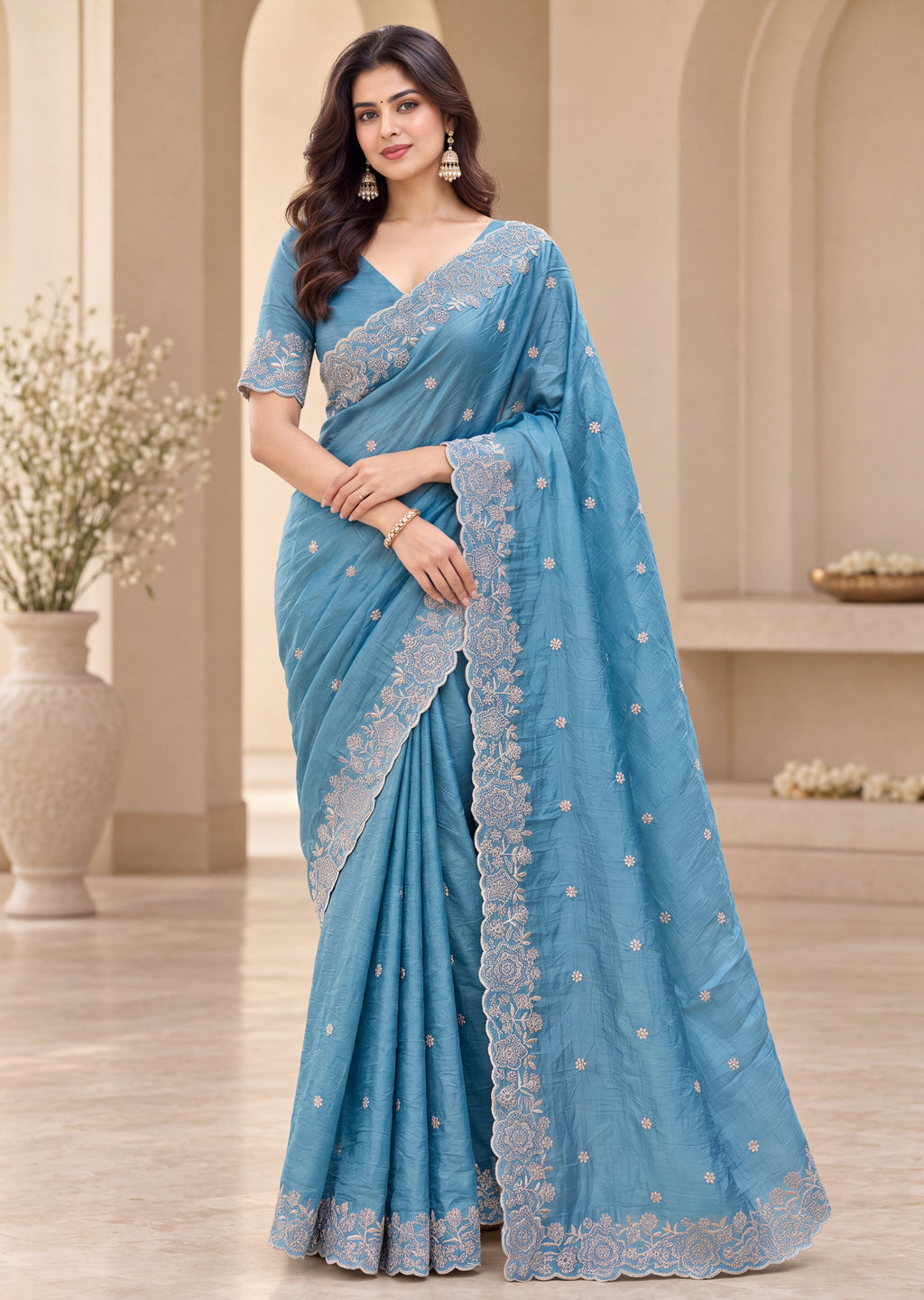 Designer Western Tissue Handwork Saree