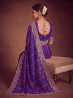 Royal Satin Striped Embroidery Designer Saree